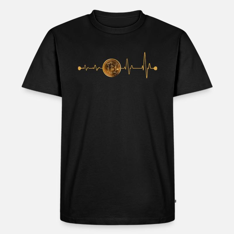 Bitcoin Herzschlag - Männer Premium Bio T-Shirt - Schwarz