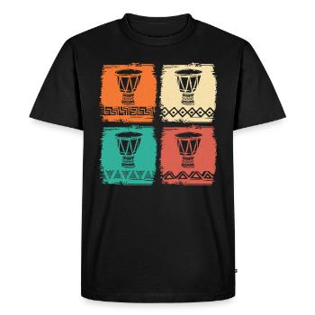 African Instrument Retro Djembe & Dunun - Men's Premium Organic T-Shirt - black - Front - Nico (187cm)