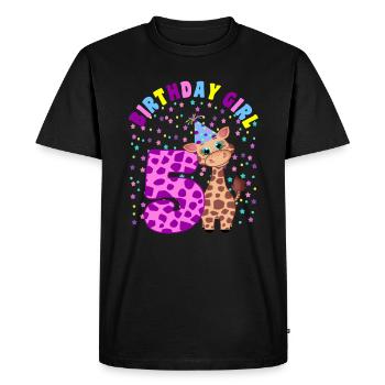 Children's Birthday Girl 5 years old Giraffe - Men's Premium Organic T-Shirt - black - Front - Nico (187cm)
