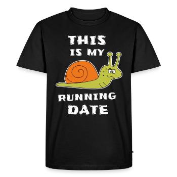 Slow Snail Runner Jogging - Men's Premium Organic T-Shirt - black - Front - Nico (187cm)
