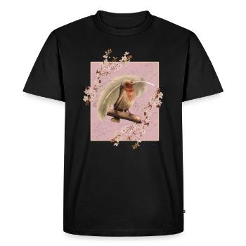 Oiseau de fleurs de cerisier du Japon - T-shirt Premium bio Homme - noir - Devant - Nico (187cm)