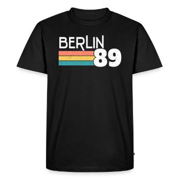 Berlin Retro Vintage 80s Fall of the Berlin Wall 1989 Gift - Men's Premium Organic T-Shirt - black - Front - Nico (187cm)
