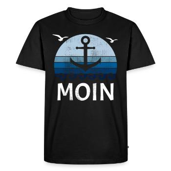 Moin Northern Germany Retro Vintage Low German - Men's Premium Organic T-Shirt - black - Front - Nico (187cm)