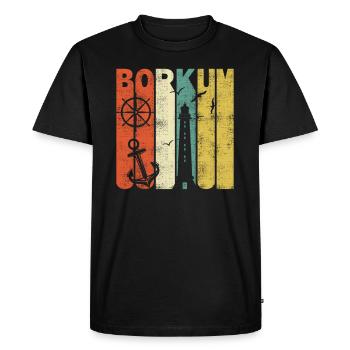 Retro Borkum Ostfriesische Insel Nordsee - Männer Premium Bio T-Shirt - Schwarz - Vorne - Nico (187cm)