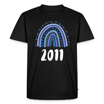Blue Rainbow Year of Birth Vintage 2011 - Men's Premium Organic T-Shirt - black - Front - Nico (187cm)