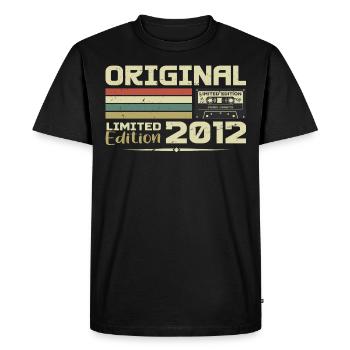 Retro 2012 Birthday Gift Born in 2012 Original - Men's Premium Organic T-Shirt - black - Front - Nico (187cm)