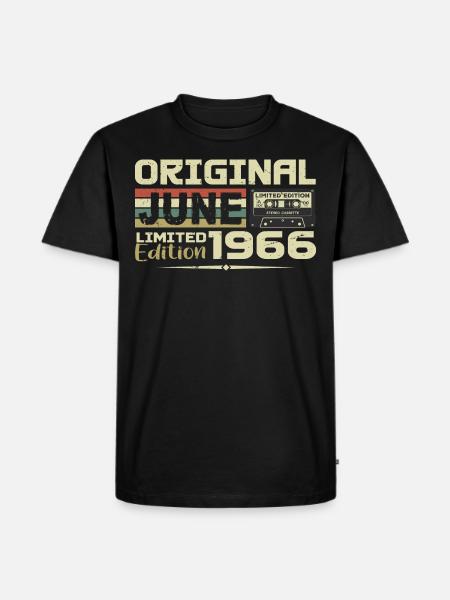 June 1966 Vintage Born In June 1966 Birthday - Men's Premium Organic T-Shirt - black