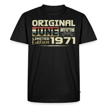 Juin 1971 Vintage Nées En Juin 1971 Anniversaire - T-shirt Premium bio Homme - noir - Devant - Nico (187cm)