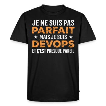 Je Ne Suis Pas Parfait Mais Je Suis Devops - T-shirt Premium bio Homme - noir - Devant - Nico (187cm)