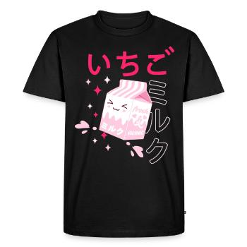 Strawberry Milk, Kawaii, Strawberry Milk - Men's Premium Organic T-Shirt - black - Front - Nico (187cm)