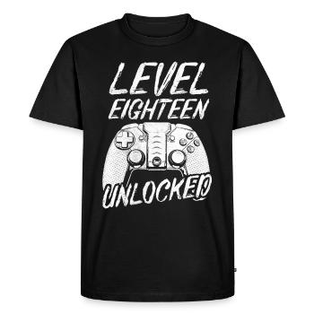 Niveau 18 Unlocked 18e anniversaire - T-shirt Premium bio Homme - noir - Devant - Nico (187cm)