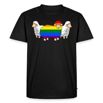 famille de moutons arc-en-ciel LGBT Gay Pride Lgbtq - T-shirt Premium bio Homme - noir - Devant - Nico (187cm)
