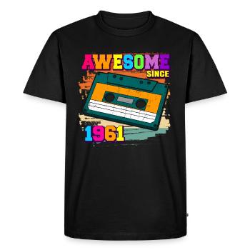 Génial depuis 1961 cassette 60s 61st anniversaire - T-shirt Premium bio Homme - noir - Devant - Nico (187cm)