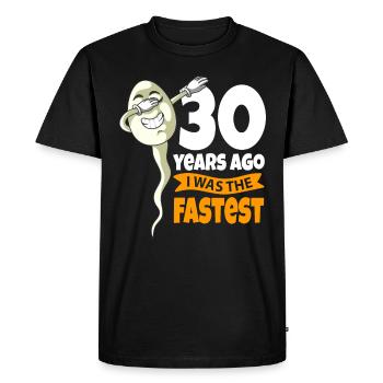 30ème anniversaire cadeau sperme 30 ans - T-shirt Premium bio Homme - noir - Devant - Nico (187cm)