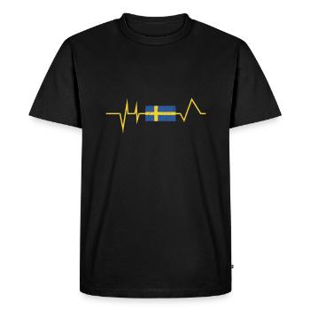 Suède drapeau suédois Battement de coeur suédois - T-shirt Premium bio Homme - noir - Devant - Nico (187cm)