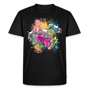 Chats et notes musicales Taches de peinture - T-shirt Premium bio Homme - noir - Devant - Nico (187cm)