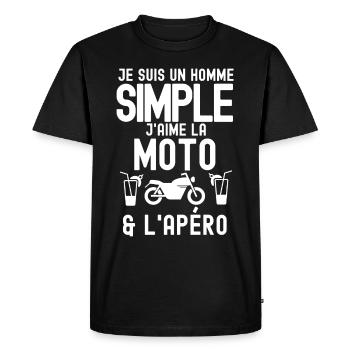 moto et apéritif 2 - T-shirt Premium bio Homme - noir - Devant - Nico (187cm)