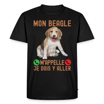 MON BEAGLE M APPELLE JE DOIS Y ALLER 1 - T-shirt Premium bio Homme - noir - Devant - Nico (187cm)