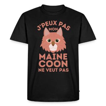 J'PEUX PAS mon maine coon ne veut pas 2 - T-shirt Premium bio Homme - noir - Devant - Nico (187cm)