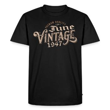 June 1947 Vintage 77th Anniversary Gift 1947 - Men's Premium Organic T-Shirt - black - Front - Nico (187cm)