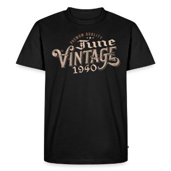 June 1940 Vintage 1940's 84th Anniversary Gift - Men's Premium Organic T-Shirt - black - Front - Nico (187cm)