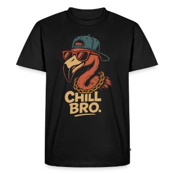 Chill Bro Flamingo relax relax - Men's Premium Organic T-Shirt - black - Front - Nico (187cm)