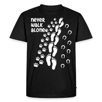 Never Walk Alone - Dog, Man, Horse Gassi Go - Men's Premium Organic T-Shirt - black - Front - Nico (187cm)