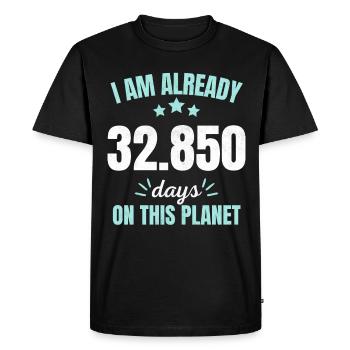 Déjà 32850 jours sur cette planète 90e anniversaire - T-shirt Premium bio Homme - noir - Devant - Nico (187cm)