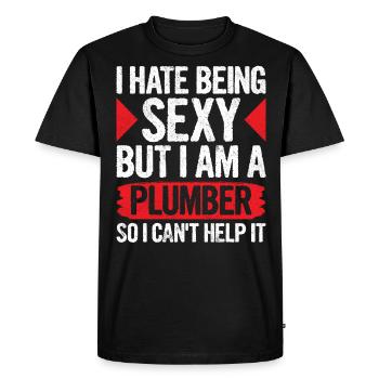 Je déteste être sexy mais je suis plombier - T-shirt Premium bio Homme - noir - Devant - Nico (187cm)
