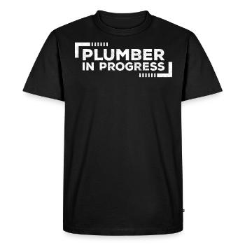 Plombier en cours Futur plombier - T-shirt Premium bio Homme - noir - Devant - Nico (187cm)