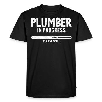 Plombier en cours Futur plombier - T-shirt Premium bio Homme - noir - Devant - Nico (187cm)