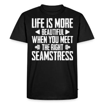 La vie est plus belle - T-shirt Premium bio Homme - noir - Devant - Nico (187cm)