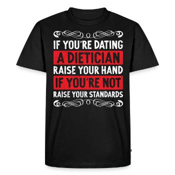 Si vous sortez avec un diététicien - T-shirt Premium bio Homme - noir - Devant - Nico (187cm)