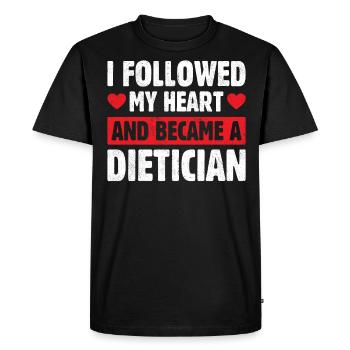 J’ai suivi mon cœur et je suis devenue diététicienne - T-shirt Premium bio Homme - noir - Devant - Nico (187cm)