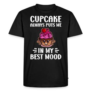 Cupcake me met toujours d’humeur - T-shirt Premium bio Homme - noir - Devant - Nico (187cm)