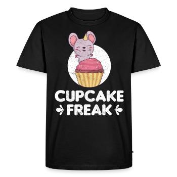 Cupcake Freak Drôle de Souris Avec Cupcake - T-shirt Premium bio Homme - noir - Devant - Nico (187cm)