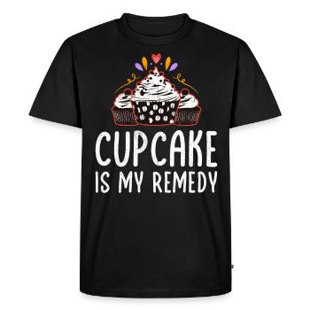 Le cupcake est mon remède - T-shirt Premium bio Homme - noir - Devant - Nico (187cm)
