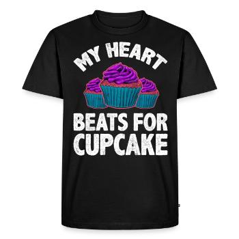Mon cœur bat pour le cupcake - T-shirt Premium bio Homme - noir - Devant - Nico (187cm)
