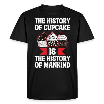 L’histoire du cupcake - T-shirt Premium bio Homme - noir - Devant - Nico (187cm)