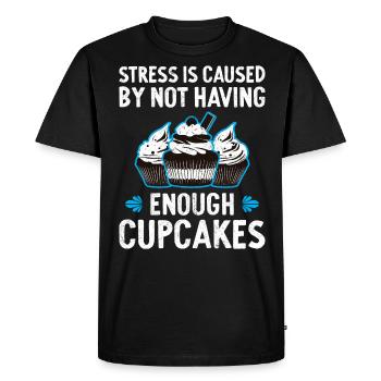Le stress est causé par un manque de cupcakes - T-shirt Premium bio Homme - noir - Devant - Nico (187cm)