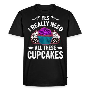 Oui, j’ai vraiment besoin de tous ces cupcakes - T-shirt Premium bio Homme - noir - Devant - Nico (187cm)