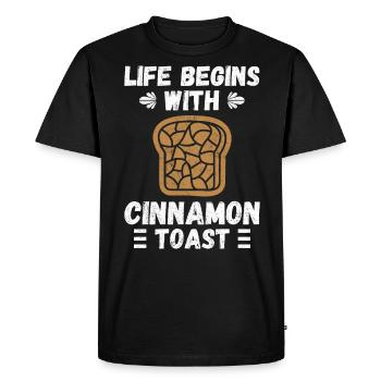La vie commence avec du pain grillé à la cannelle - T-shirt Premium bio Homme - noir - Devant - Nico (187cm)