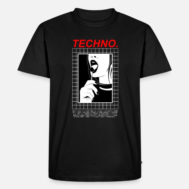 Techno Love - Männer Premium Bio T-Shirt - Schwarz