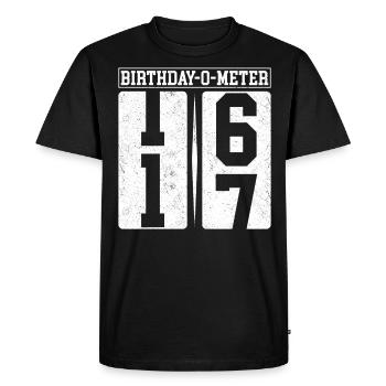 Birthday-O-Meter 17 Happy 17th Birthday Celebrant - Men's Premium Organic T-Shirt - black - Front - Nico (187cm)