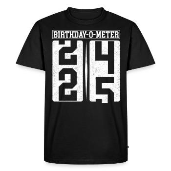 Birthday-O-Meter 25 Joyeux 25ème anniversaire Célébrant - T-shirt Premium bio Homme - noir - Devant - Nico (187cm)