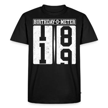 Birthday-O-Meter 19 Joyeux 19ème anniversaire Célébrant - T-shirt Premium bio Homme - noir - Devant - Nico (187cm)