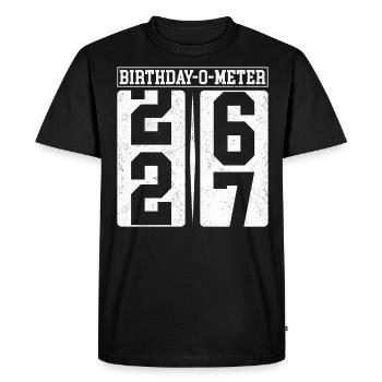 Birthday-O-Meter 27 Joyeux 27ème anniversaire Célébrant - T-shirt Premium bio Homme - noir - Devant - Nico (187cm)