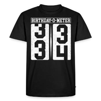 Anniversaire-O-Mètre 34 Joyeux 34ème anniversaire Célébrant - T-shirt Premium bio Homme - noir - Devant - Nico (187cm)