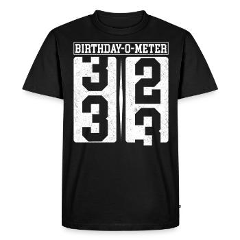 Birthday-O-Meter 33 Joyeux 33ème anniversaire Célébrant - T-shirt Premium bio Homme - noir - Devant - Nico (187cm)