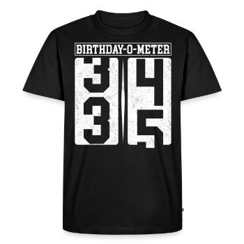 Birthday-O-Meter 35 Joyeux 35e anniversaire Célébrant - T-shirt Premium bio Homme - noir - Devant - Nico (187cm)